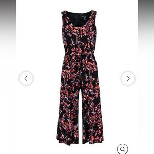 NWOT Cynthia Rowley - Black & Multi Color Sleeveless Jumpsuit w/ Waist Tie Sz S
